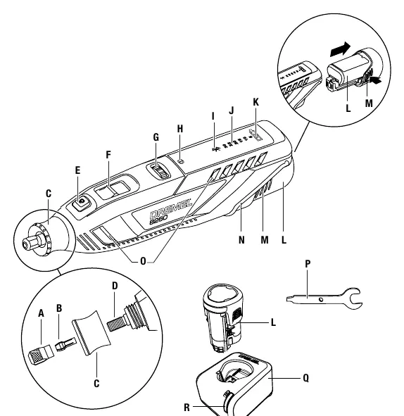 Dremel 8260 tool components