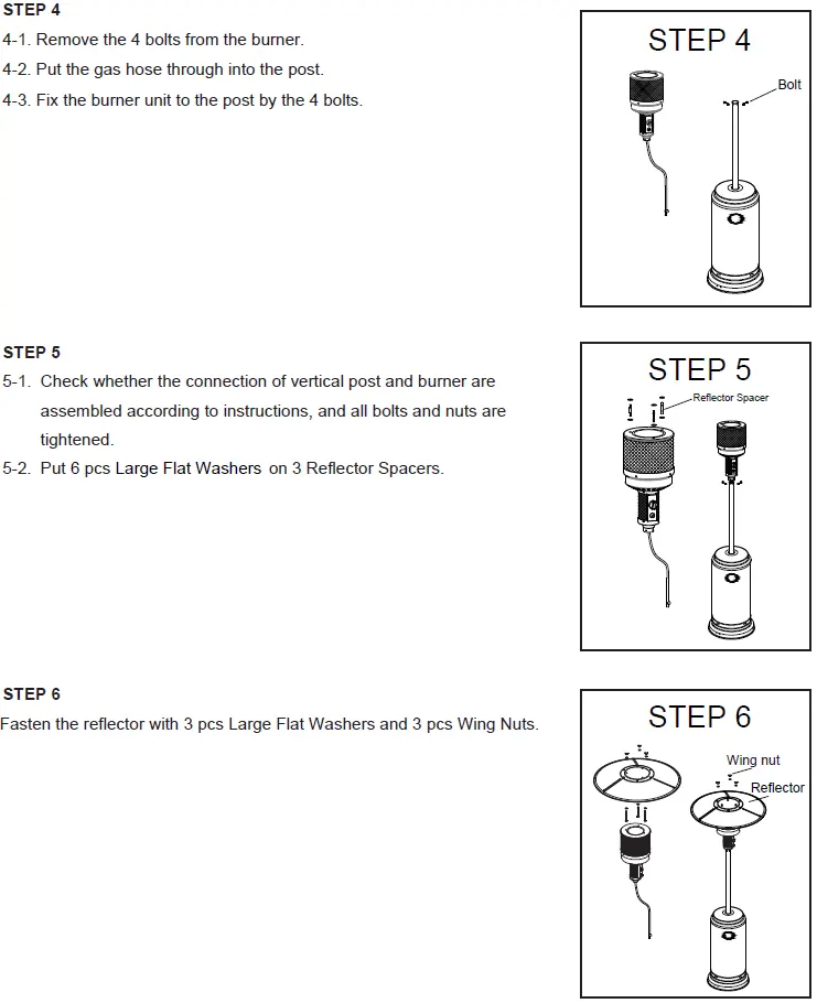 Assembly steps 4, 5, and 6