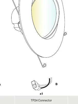 Box contents: Light Fixture, TP24 Connector, and E26 Base.
