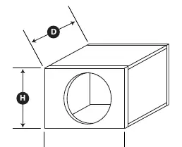 Sealed enclosure dimensions diagram.