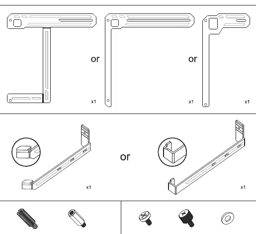 Included components: brackets, screws, standoffs, and washers.
