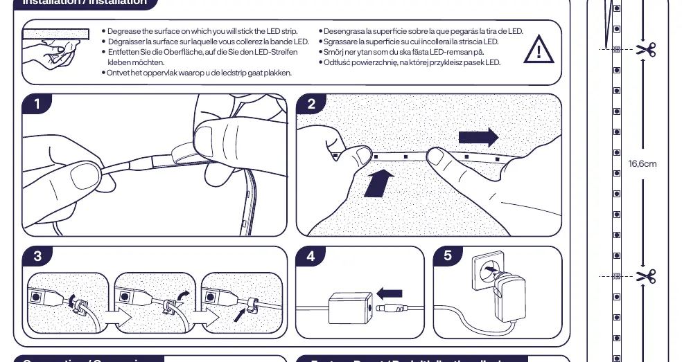 Step-by-step installation guide for the LED strip.