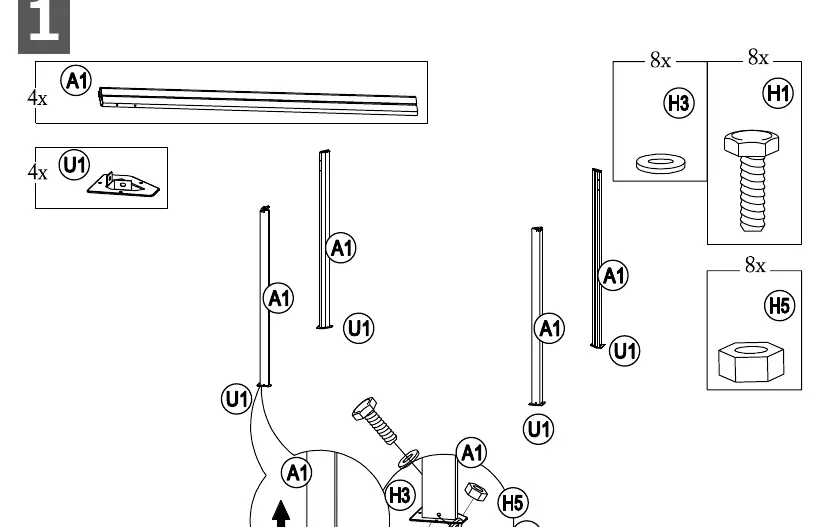 Step 1 & 2: Post and beam assembly