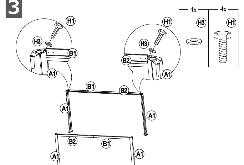 Step 3 & 4: Frame assembly
