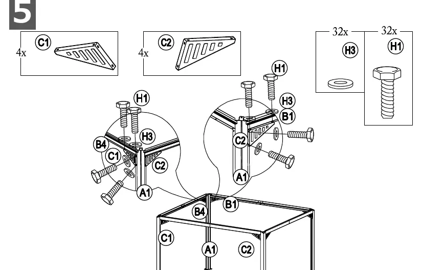 Step 5 & 6: Corner support installation