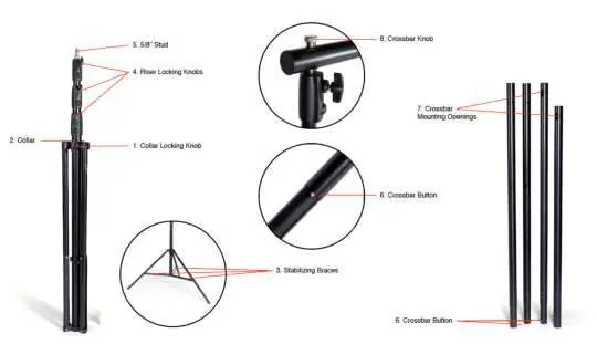 Parts diagram identifying stand and crossbar components.