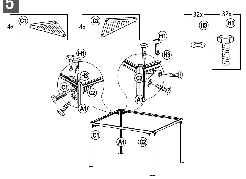 Step 5: Corner support installation