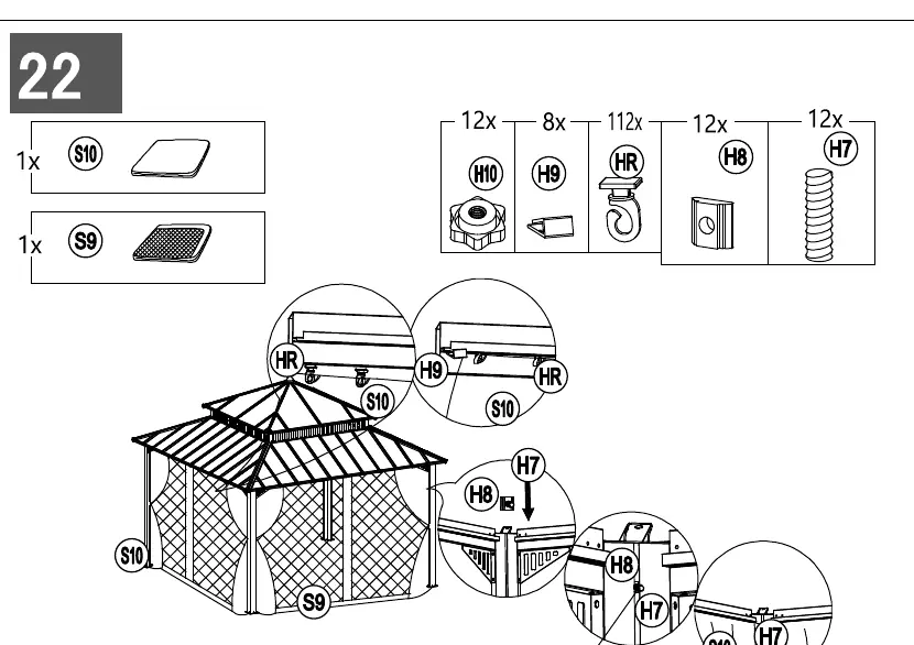 Step 22: Curtains and netting installation