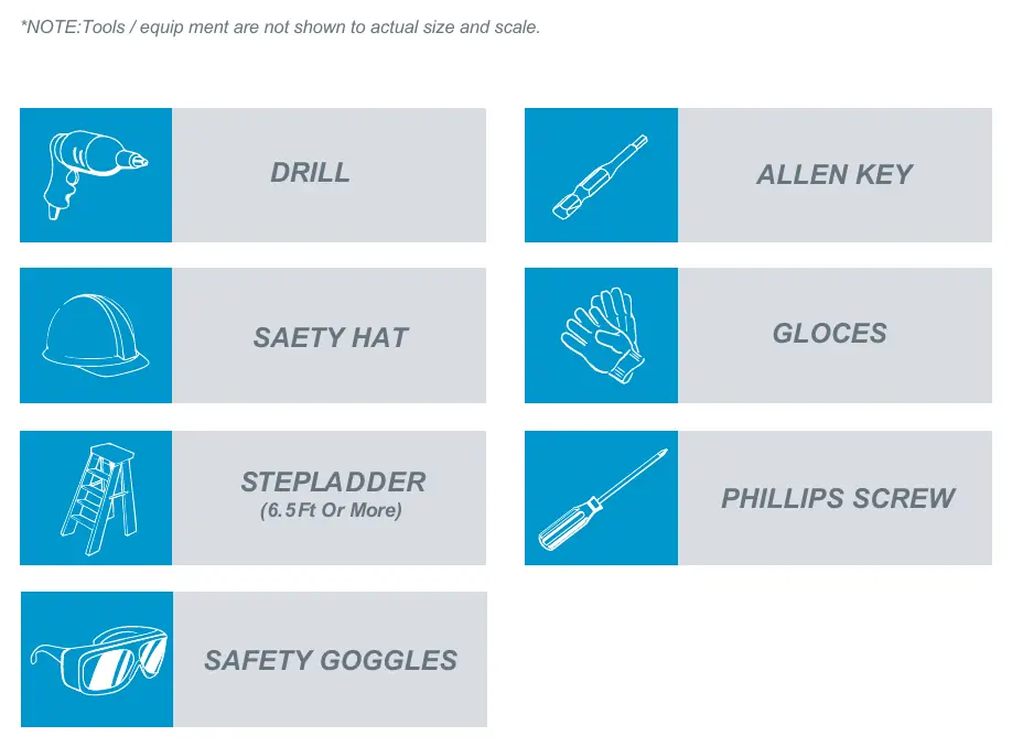 Required tools for assembly