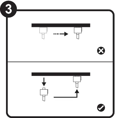 Installation step 3: Correct vs incorrect repositioning.