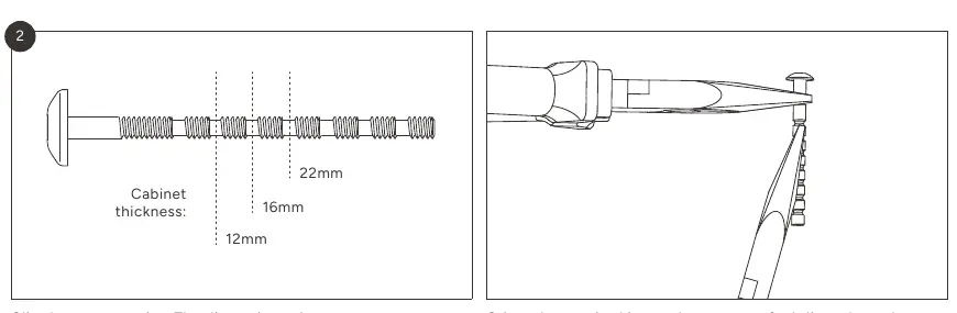 Sizing the screw to cabinet thickness