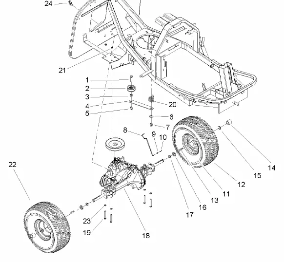 Rear Wheel and Transmission Assembly diagram