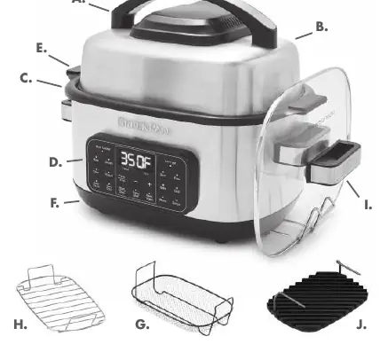 Parts diagram of the Greenpan 13-in-1 Multi Cooker