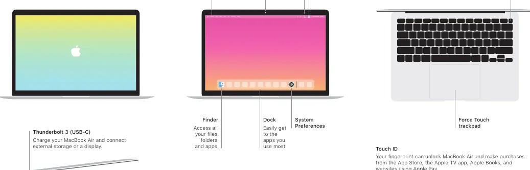 MacBook Air hardware components and interface elements