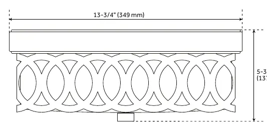 Dimensional drawing showing width and height