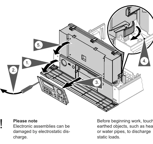 Removing the programming unit and pivoting the control unit down