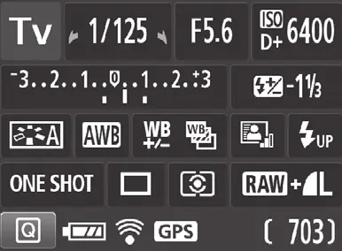 Shooting function settings display