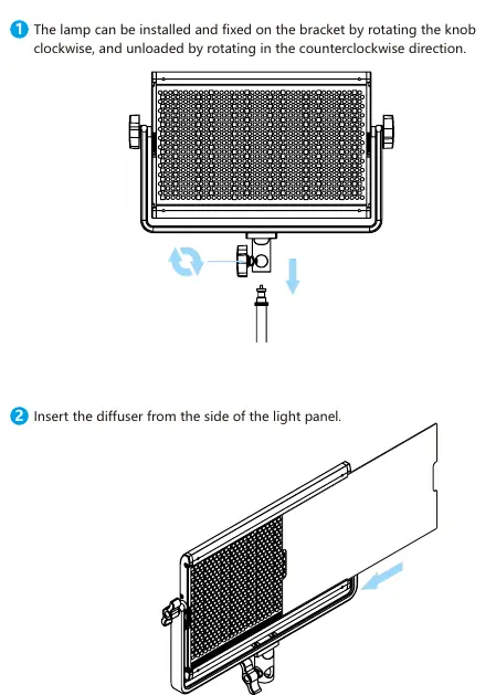 Mounting the light and inserting the diffuser