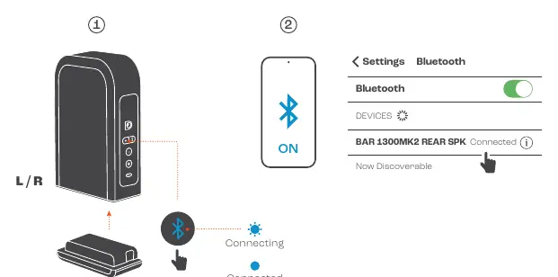 Bluetooth pairing for rear speakers