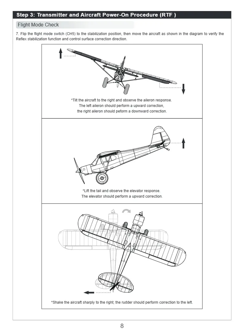 Control surface direction check