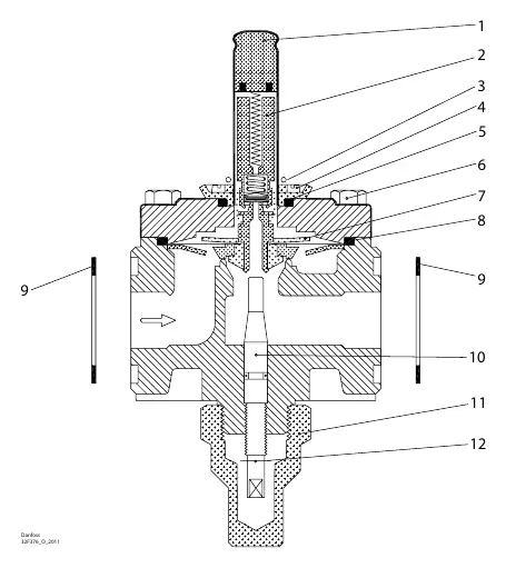 Exploded view diagram of the EVRAT size 15 valve