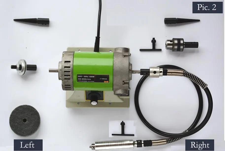 Assembly overview of the polisher and attachments