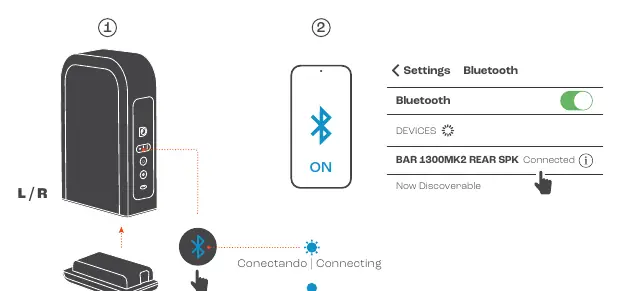 Bluetooth pairing for rear speakers