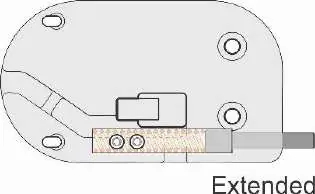 Ejector mechanism in the extended (factory) position.