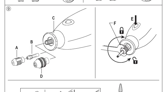 Changing accessories using the collet and wrench