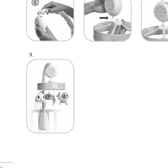 Assembly steps 1-9 for the mobile
