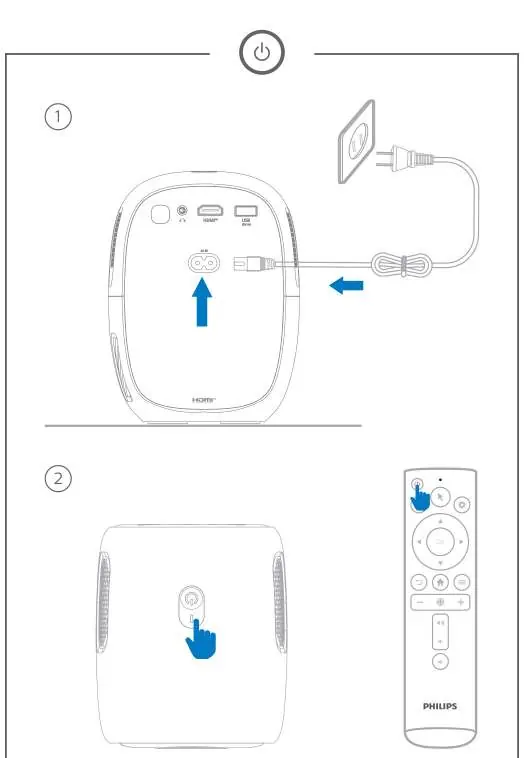 Power connection and power button location