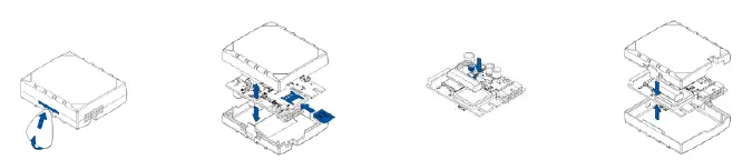 Steps for inserting SIM card and connecting battery