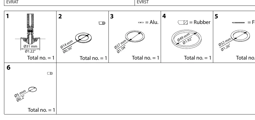Parts list with dimensions and materials