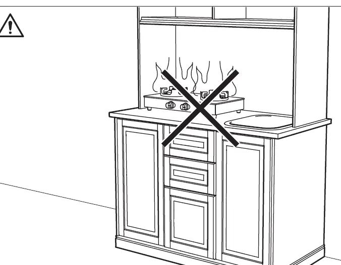 Warning: Do not place gas stoves on the surface.