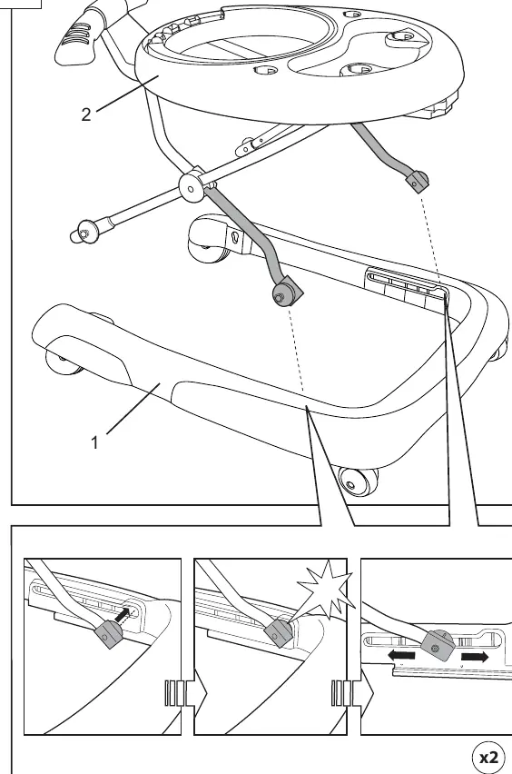 Assembly Step 1: Connecting the frame to the base.