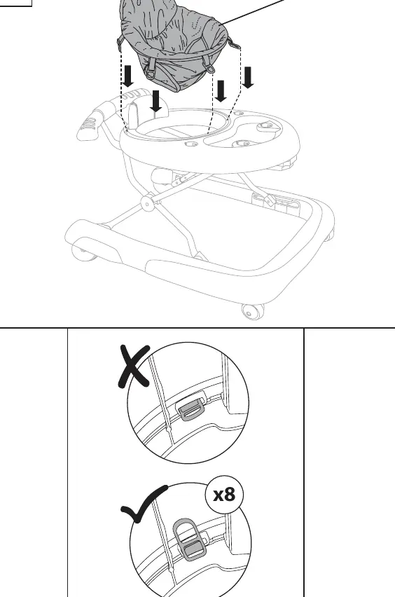 Assembly Step 4: Attaching the seat pad.