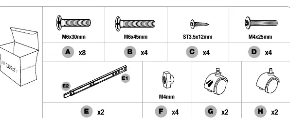 Parts list and hardware