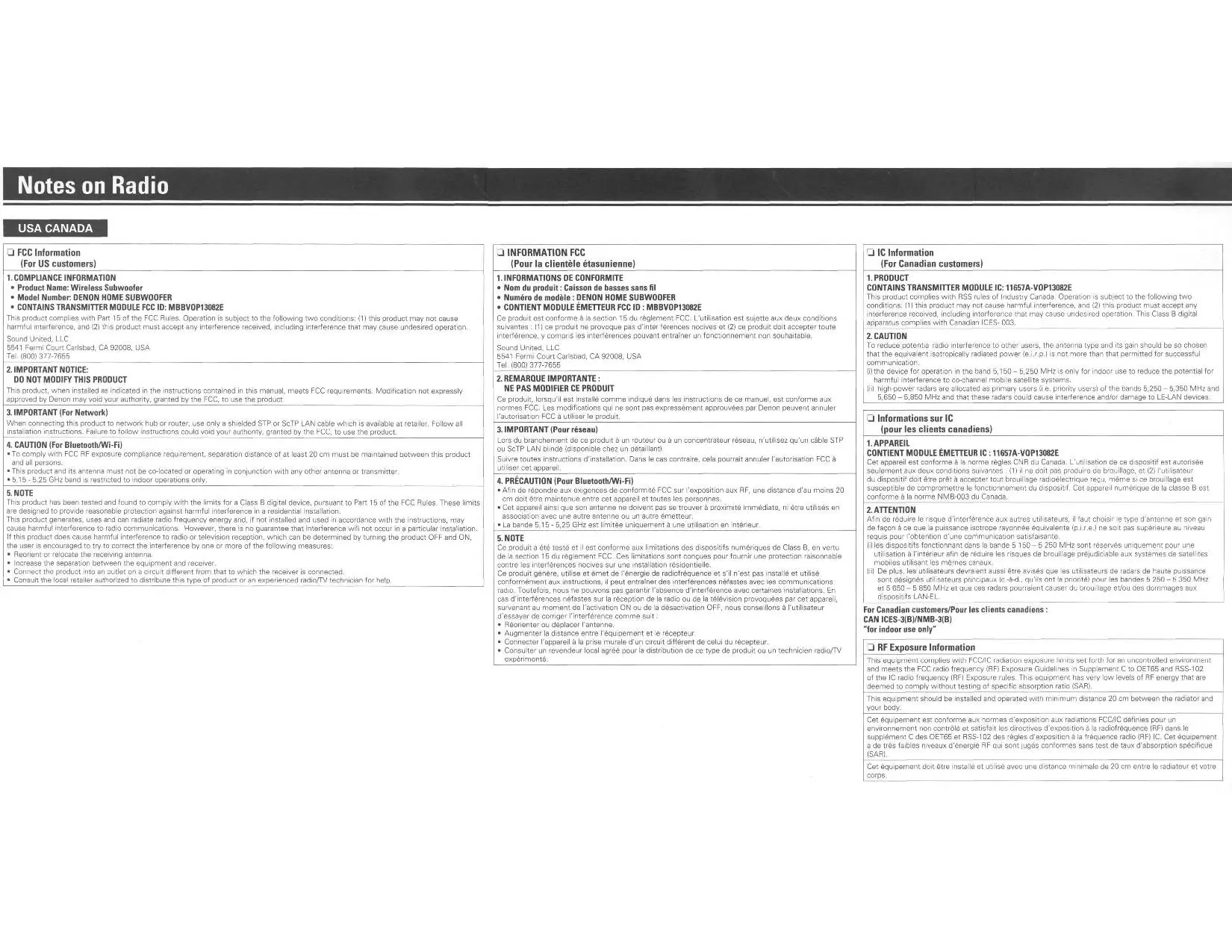 Review radio and wireless compliance information.