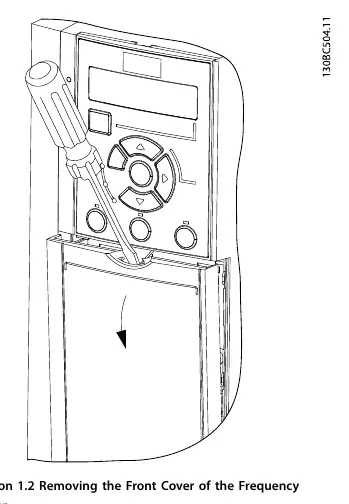 Removing the plastic front cover of the frequency converter