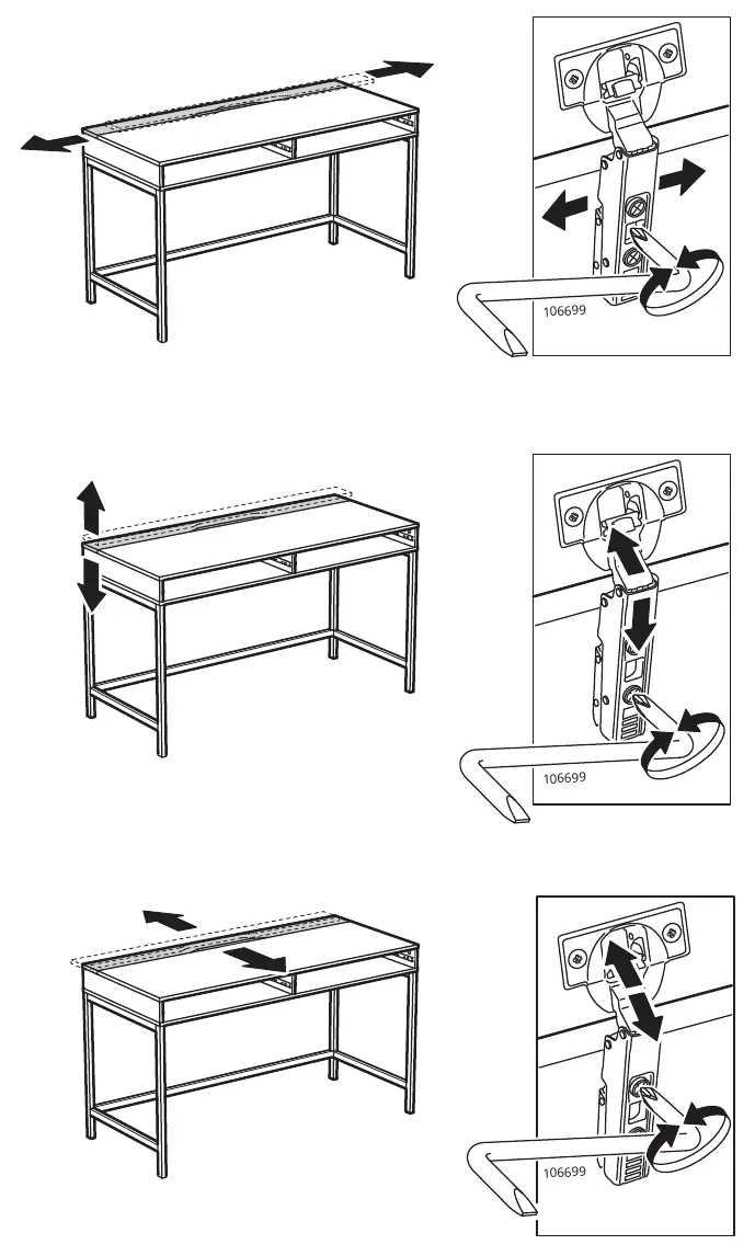 Hinge adjustment steps