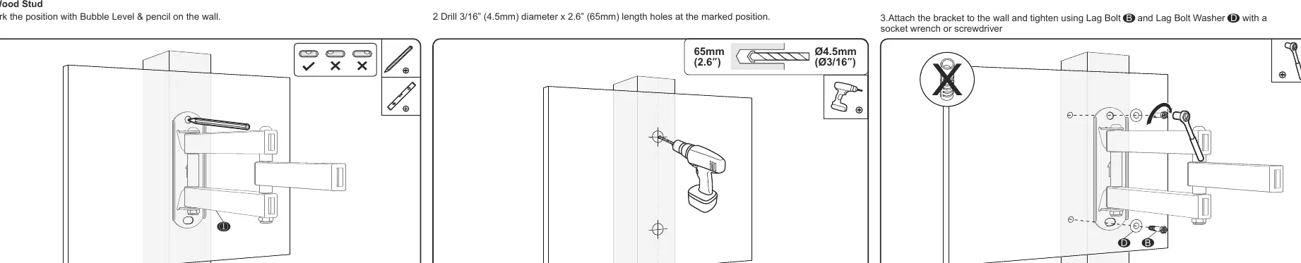 Wood stud installation steps