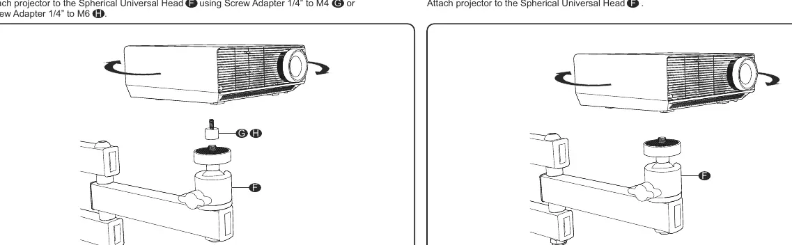 Attaching the projector to the mount