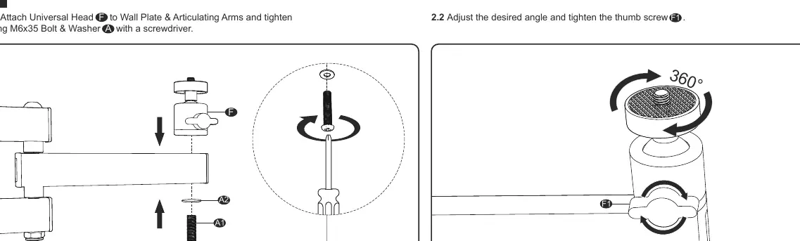 Attaching the universal head to the arm