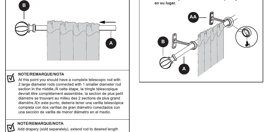 Steps 5 and 6: Assembling the rod and locking it in place.