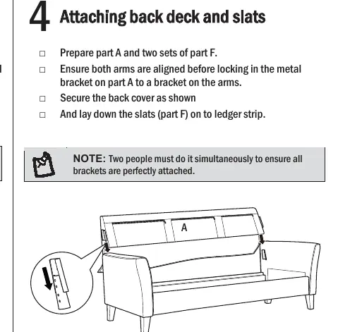 Attaching back deck and slats