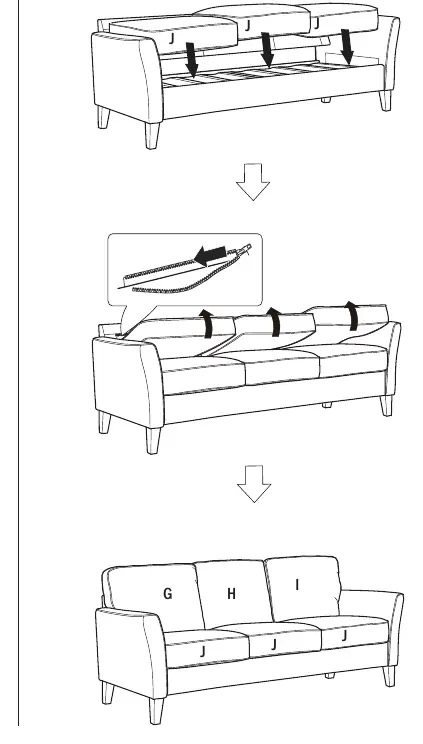 Attaching the back cushions