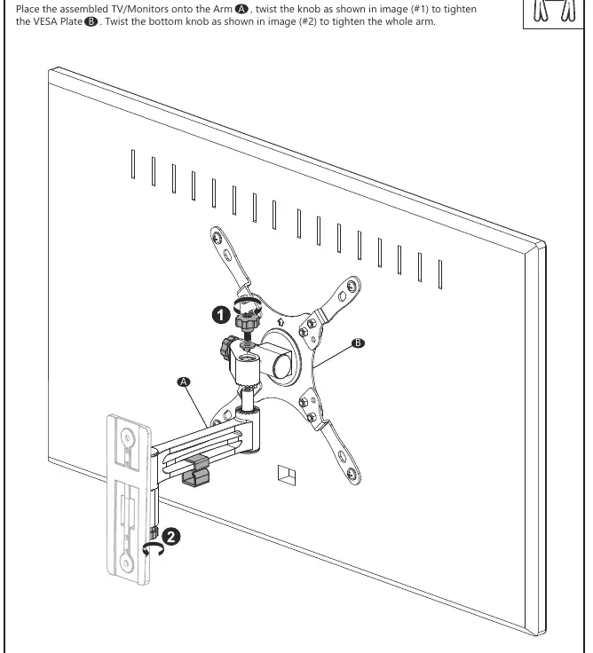 Attaching the TV to the arm.