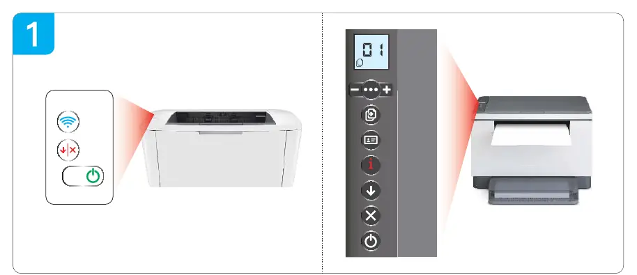 Printer control panel warning light indicators