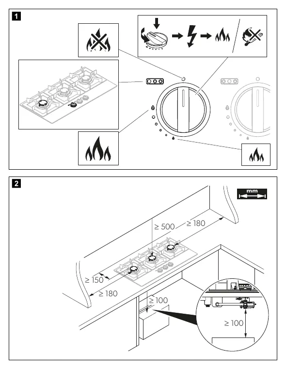 Installation distances and control panel