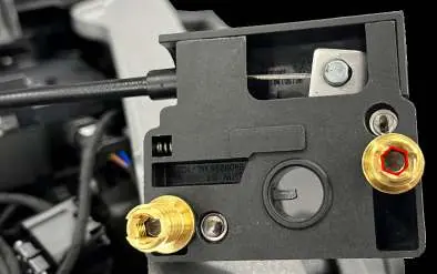 Detail of the seat lock and threaded sleeves.